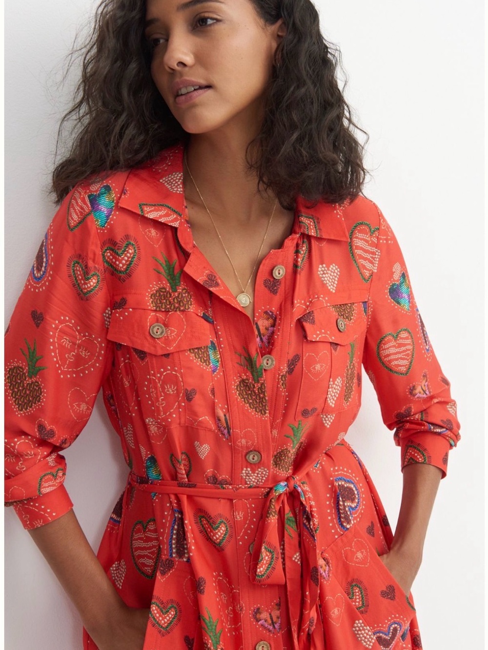 Farm Rio Calixta Hearts Midi Shirtdress